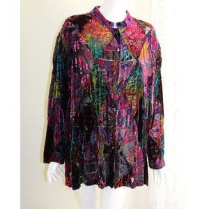 vintage chicos || harlequin velvet shirt